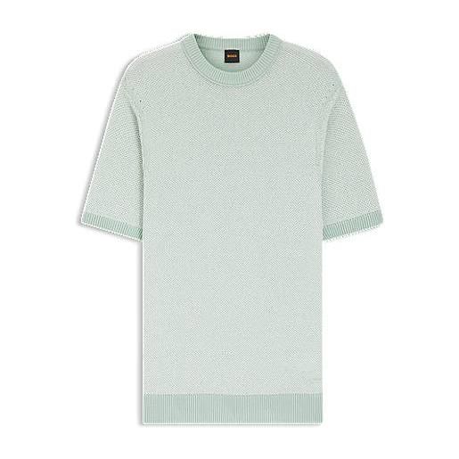 BOSS maglione in misto cotone con lavorazione a maglia bicolore, calce