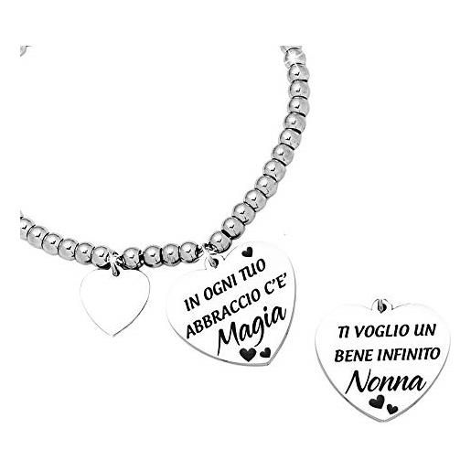 Bracciale donna, braccialetto in acciaio - ciondolo pendente