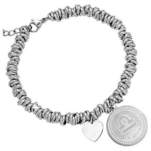 Braccialetto Zodiacale Con Perle Bianche E Grigie – 12 Segni Zodiacali, Regolabile, Elasticizzato, Con Ciondolo Costellazione E Biglietto Portafortuna