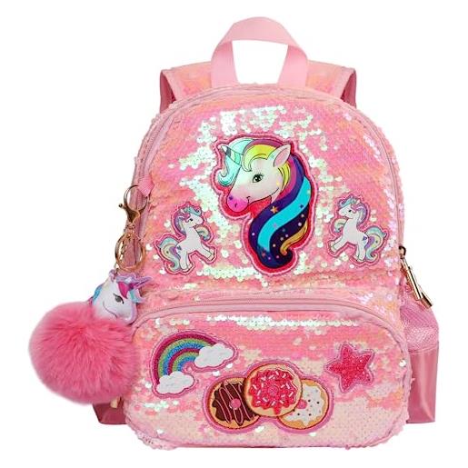 Sacca Sportiva E Da Palestra Per Bambini Con Unicorno, 36x32 Cm, Leggera E Resistente In Poliestere - Colori Rosa, Azzurro E Nero