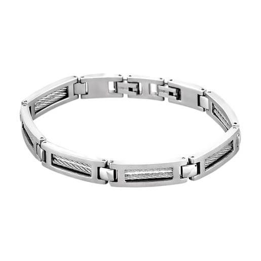 Style LS2141-2/4 Bracciale Da Uomo in Pelle, No Aplica, Argento