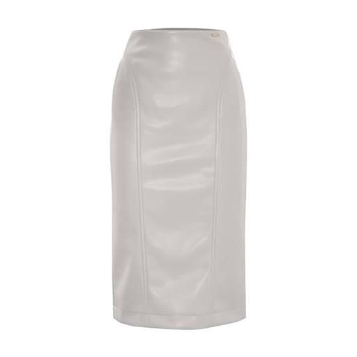 Kocca - gonna a tubino in ecopelle donna, tinta unita, colore: beige dorato, modello: a24pgo2724abun3222, taglia: 42