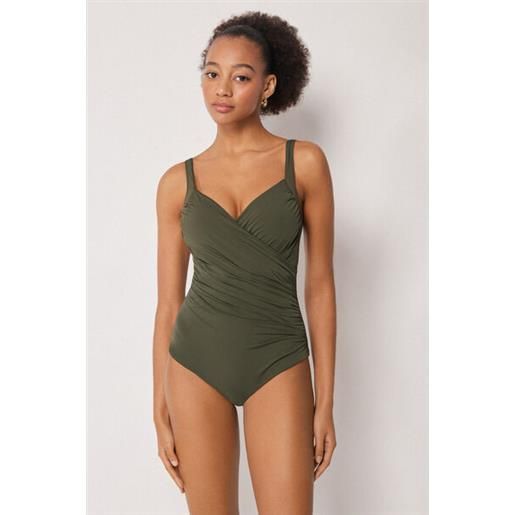 Calzedonia costume intero contenitivo elegant draping verde