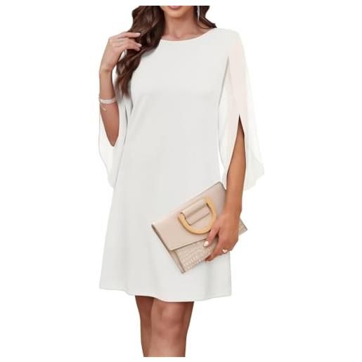 WSEYU abito da damigella d'onore in chiffon da donna, morbido, per la madre dello sposo, abito da cocktail taglie forti, bianco, 46