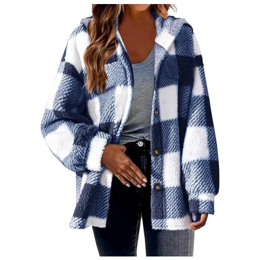 Cappotto Donna In Pelliccia Sintetica Teddy Con Cappuccio - Giacca Felpata Sherpa, Calda E Morbida, Taglie Dalla S Alla 5XL