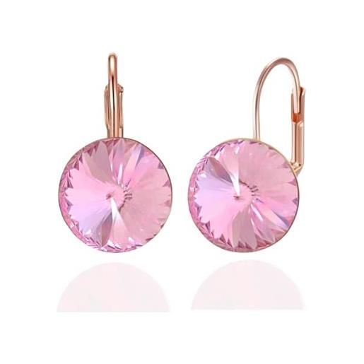 YONVUN austriaco cristallo rotondo goccia pendenti leverback orecchini | placcato 18k/rose gold zircone pietra preziosa cerchio argento pendenti gioielli regalo per moglie mamma figlia fidanzata