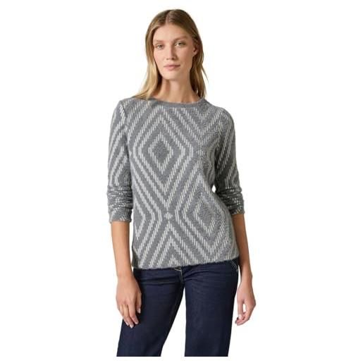 Cecil b322265 maglia con motivo a piume, platinum grey mel, xl donna