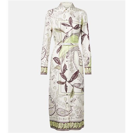 Tory Burch abito midi in seta con stampa