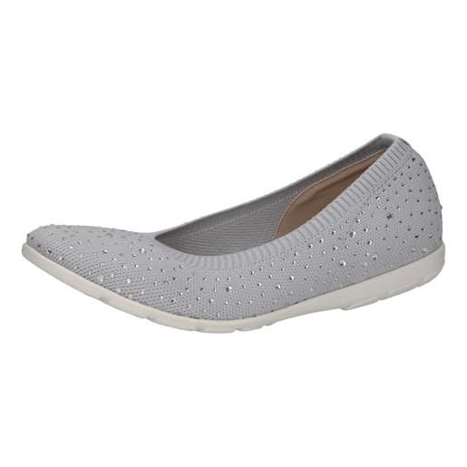 CAPRICE ballerine da donna glitter comode, grigio (lt grey knit), 38 eu