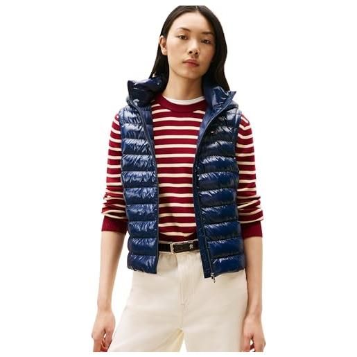 Tommy Hilfiger donna gilet padded slim con cappuccio, blu (dark night navy), l
