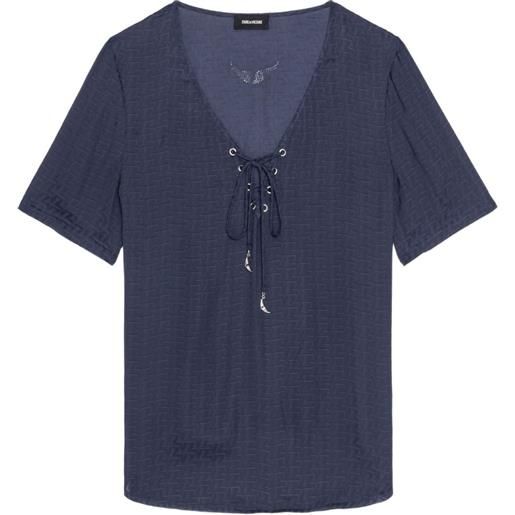 Zadig&Voltaire t-shirt con scollo a v - blu