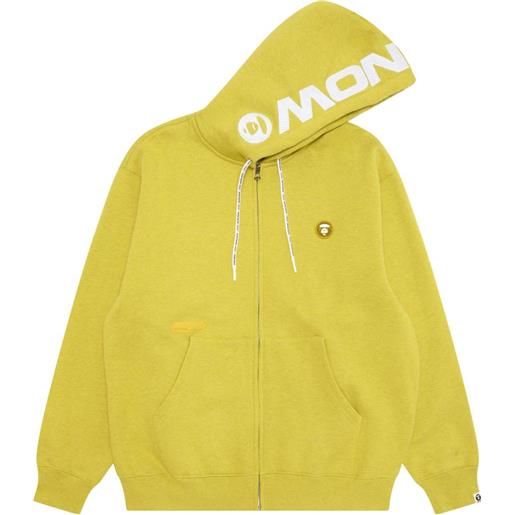 AAPE BY *A BATHING APE® felpa con logo ricamato, zip e cappuccio - giallo