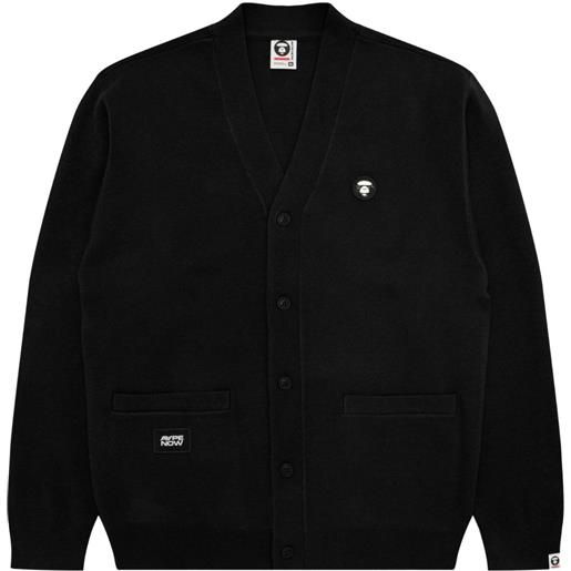 AAPE BY *A BATHING APE® cardigan ape head con tasca applicata - nero