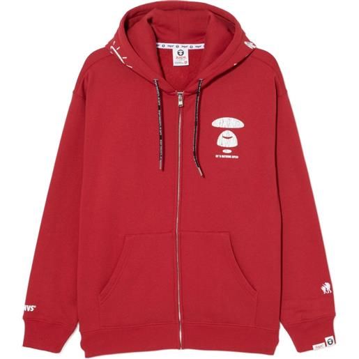 AAPE BY *A BATHING APE® felpa moonface con cappuccio - rosso