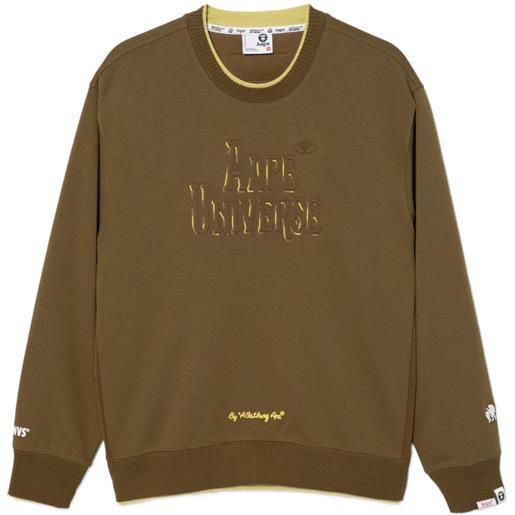 AAPE BY *A BATHING APE® felpa con logo goffrato - marrone