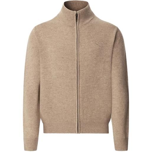Hackett London cardigan a coste con zip - toni neutri