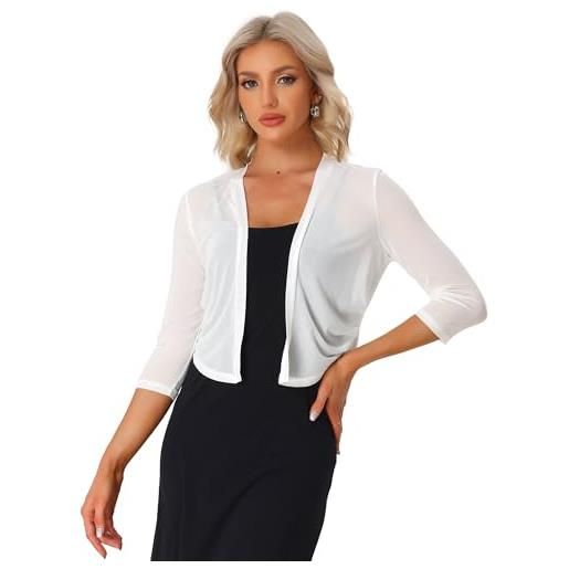 Allegra K donna coprispalle elegante bolero in chiffon trasparente maniche a 3/4 cardigan in rete giacca corta estivo arancia s