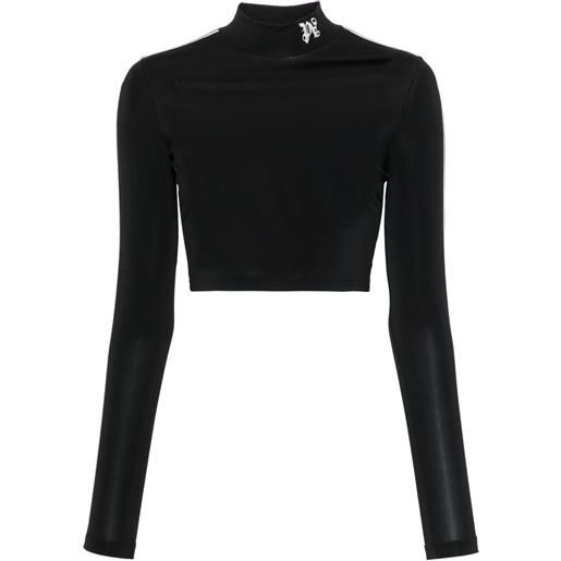 Palm Angels top crop con ricamo - nero