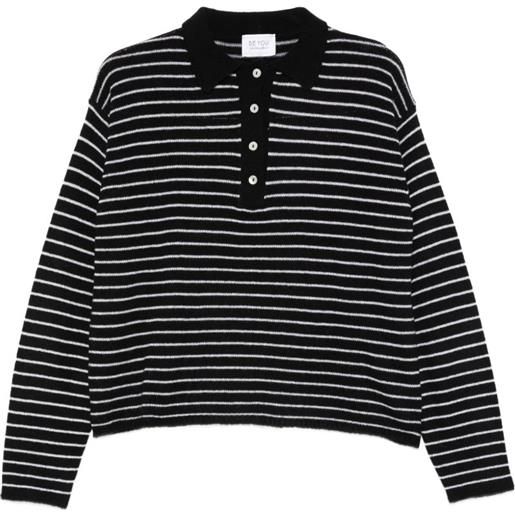 BeYou polo a righe con bottoni - nero