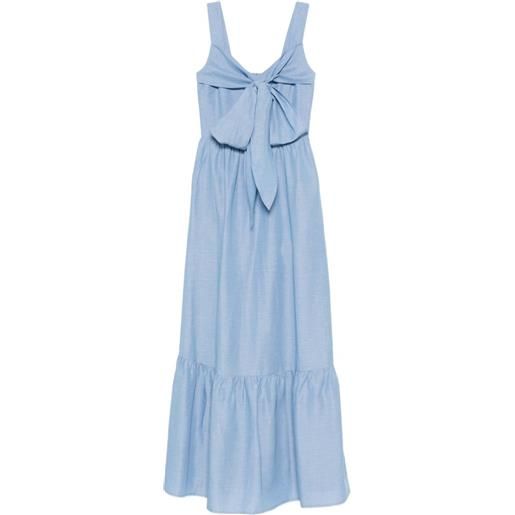 LIU JO abito lungo con fiocco e ruches - blu