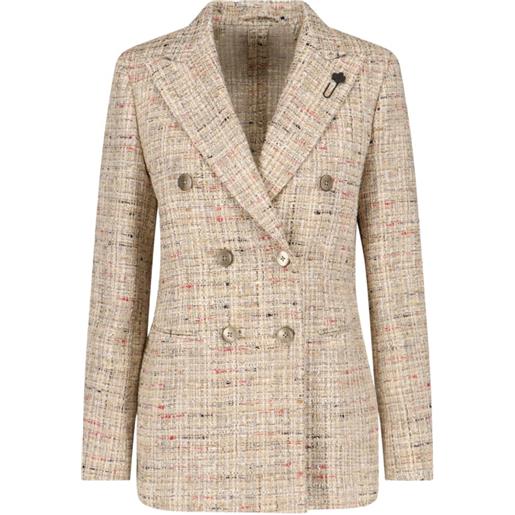 Lardini blazer doppiopetto in tweed - toni neutri