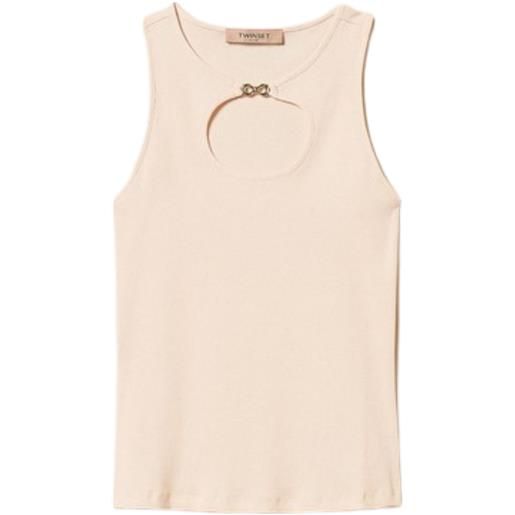 TWINSET top a costine con logo