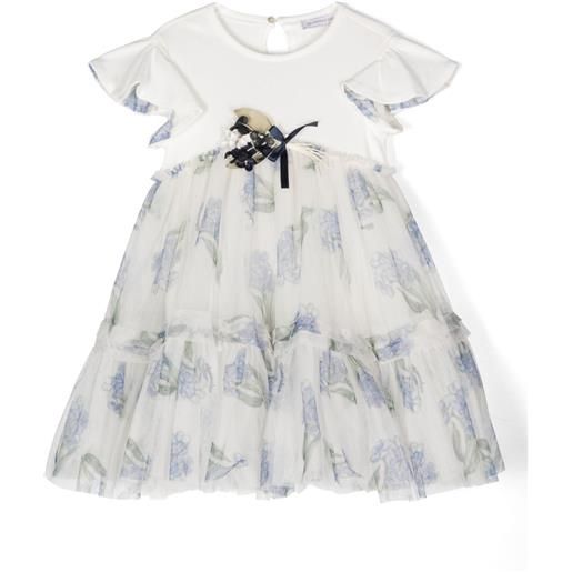 Monnalisa floral-print tulle dress - bianco
