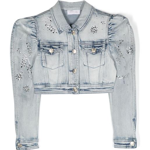 Monnalisa giacca denim con decorazione - blu