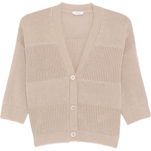 Peserico cardigan a coste con scollo a v - toni neutri