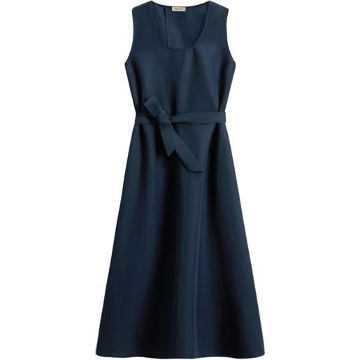 Woolrich abito midi girocollo con cintura - blu