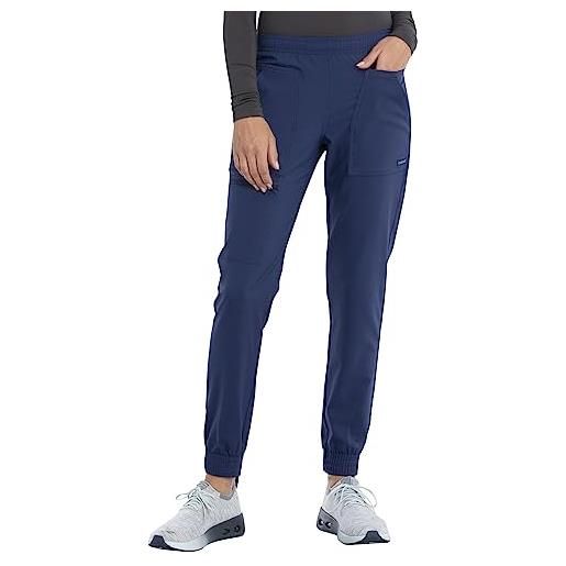 Cherokee women's mid rise tapered leg jogger scrubs pant, navy