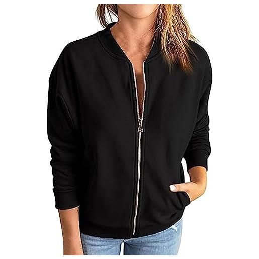 Generico Felpa Donna con Zip e Cappuccio Leggera Giacca in Pile Sportiva Invernale Felpa Maglione Inverno Sport Giacche a Vento Felpe Cotone Curvy Oversize Autunno Felpa Donna Offerta