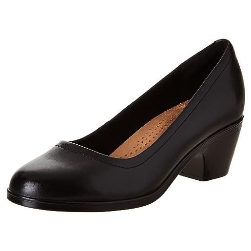 Clarks Krystine May - Décolleté Donna In Pelle Nera, Tacco Comodo, Taglia 41 Larga