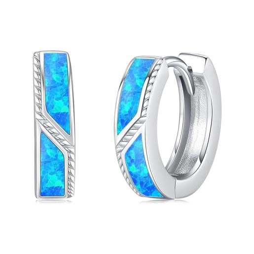 Midir&Etain midir & etain - orecchini a cerchio in malachite turchese, opale blu, per uomo e donna, in argento sterling 925, nero, 15 mm, ipoallergenici, regalo di san valentino, compleanno, per amici e amici