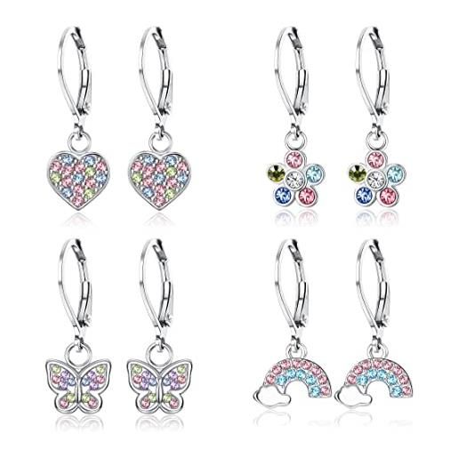 PURELEI White Turtle Orecchini Tartaruga In Acciaio Inox Con Cristalli Bianchi - Regalo Donna