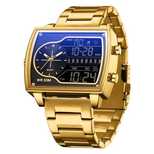 Findtime Orologio Sportivo Digitale Uomo - Grande Quadrante 55mm, Impermeabile 5 ATM, LED, Doppio Fuso Orario, Sveglia, Cronometro - Robusto Per Outdoor E Sport - 4