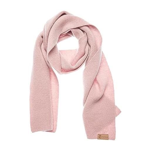 KNITAS sciarpa in merino e cashmere per bambini, calda sciarpa invernale a maglia, rosa, 110x18cm