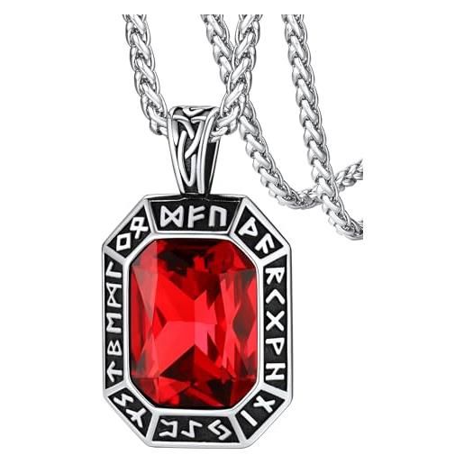 FaithHeart Collana Argento Corvo Vichingo Teschio Vuoto 3D Talismano Hugin e Munin Uomo Acciaio Halloween Vichinga Corvo Nero Oro Regalo Creativo Compleanno