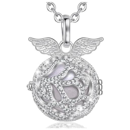 COLLANA CHIAMA ANGELI SALISCENDI SFERA ARGENTO PIEDINI LAVORATI | SAGA GIOIELLI