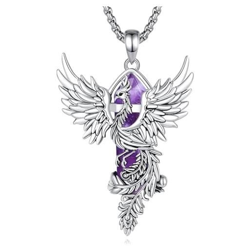 YAFEINI Collana Fenice In Argento 925 Con Cristalli - Gioiello Donna Eleganza E Rinascita - Idea Regalo Per Moglie, Fidanzata O Mamma