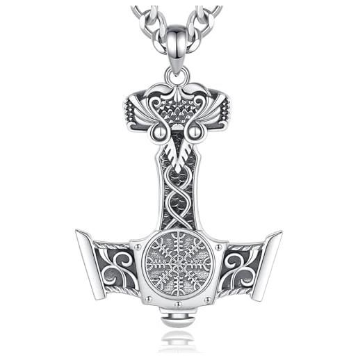 Eusense Collana Vichinga Con Ciondolo Lupo E Rune – Argento 925, Amuleto Mitologia Norrena, Regalo Uomo Donna