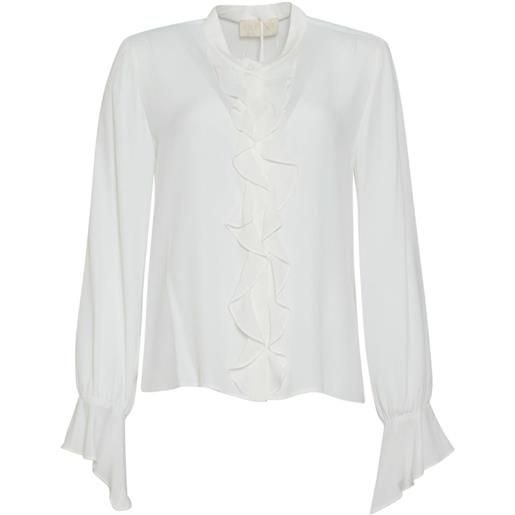 i Blues blusa donna con rouches centrale bianco
