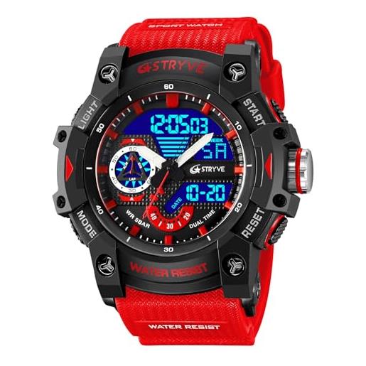 Orologio Militare Uomo S-Shock Maxi Quadrante, Cronografo Digitale LED E Doppio Fuso Orario, 50m Impermeabile