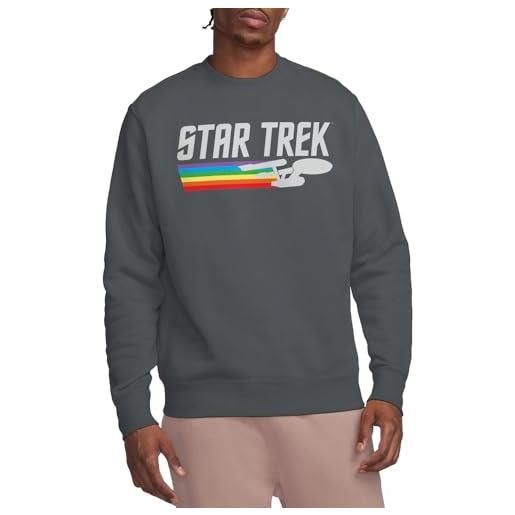 Star Trek rainbow trail crew sweatshirt maglia di tuta, carbone, s unisex-adulto