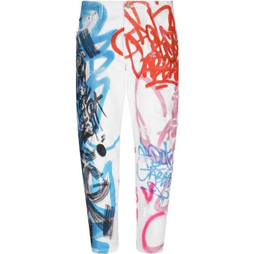 Dolce & Gabbana jeans dritti con stampa graffiti - blu