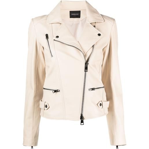 Simonetta Ravizza giacca biker con zip - toni neutri