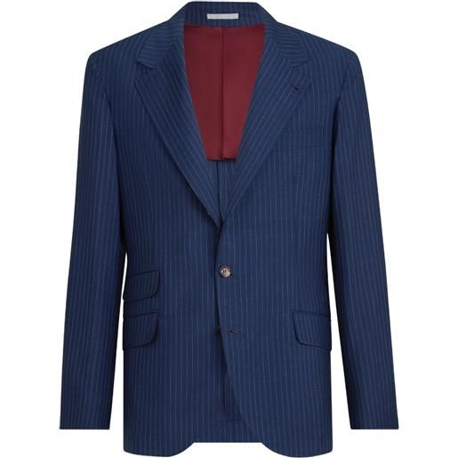 Brunello Cucinelli blazer gessato cavallo - blu