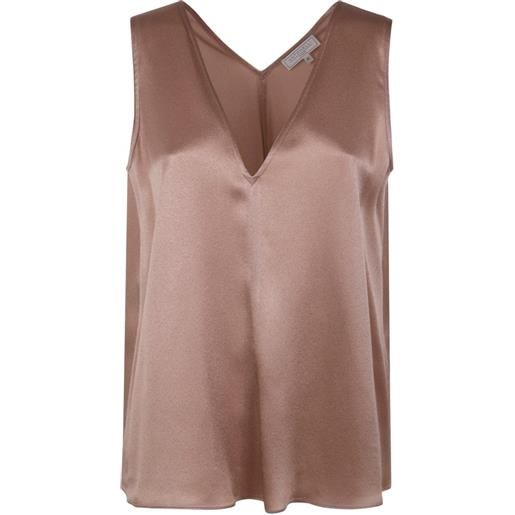 Antonelli top in raso con scollo a v - toni neutri