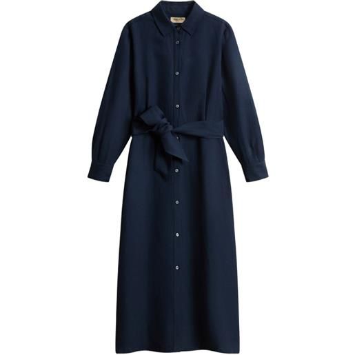 Woolrich chemisier midi con cintura - blu