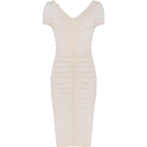 Elisabetta Franchi abito midi con scollo a v - toni neutri